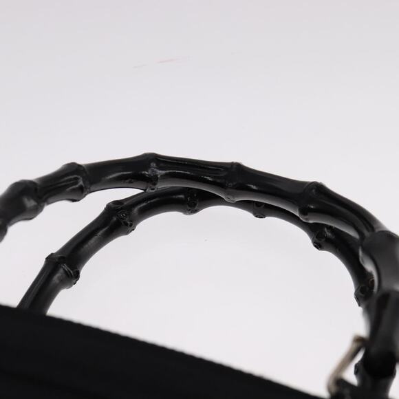 GUCCI Bamboo Handbag Nylon Black Silver 000 1998 000 1998